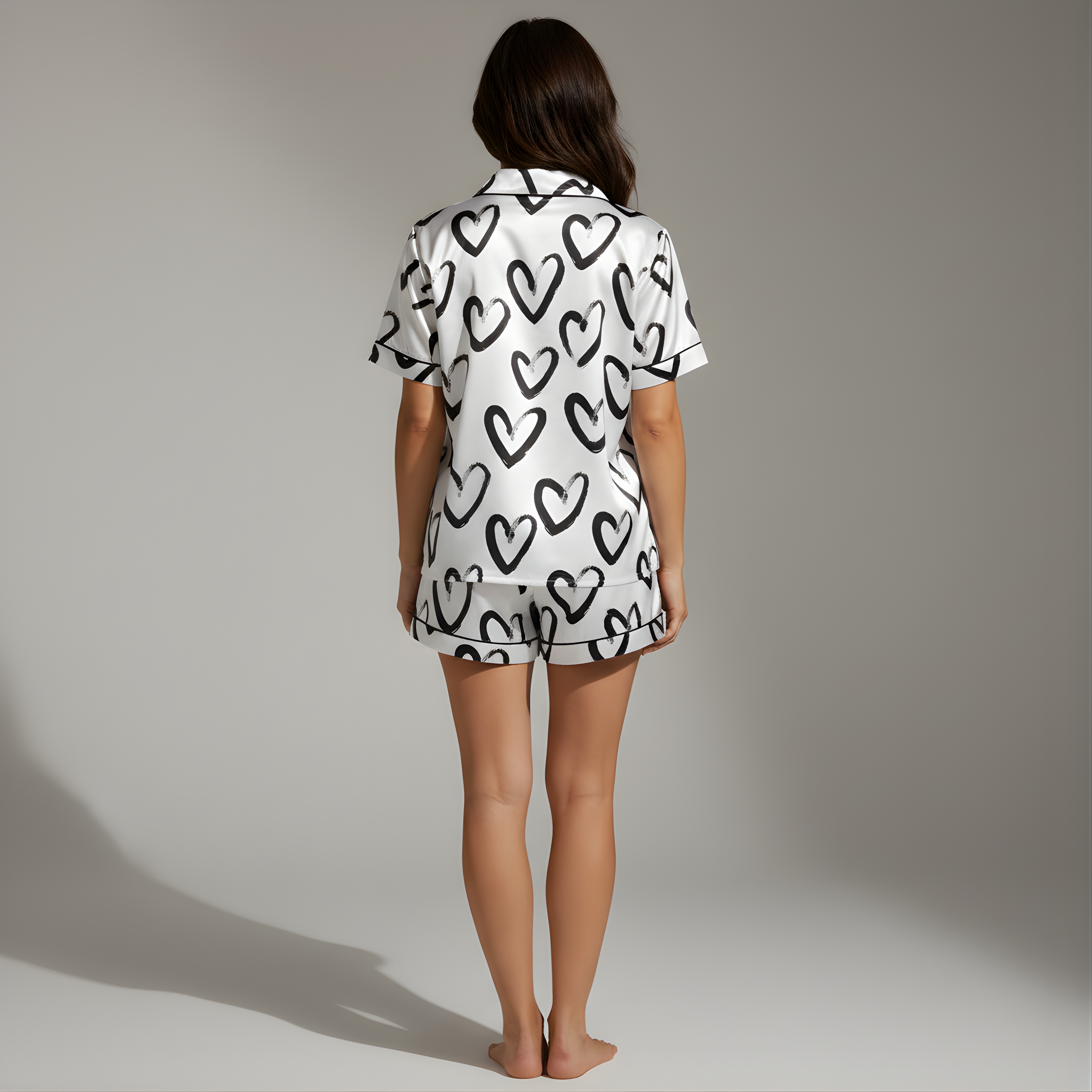 Ink Hearts Satin Pajama Shirt