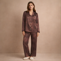 Wind Down Cloud-Wash Satin Pajama Top — Mocha