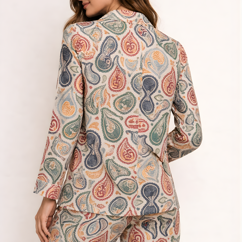 Vintage Paisley Button-Up Pajama Shirt