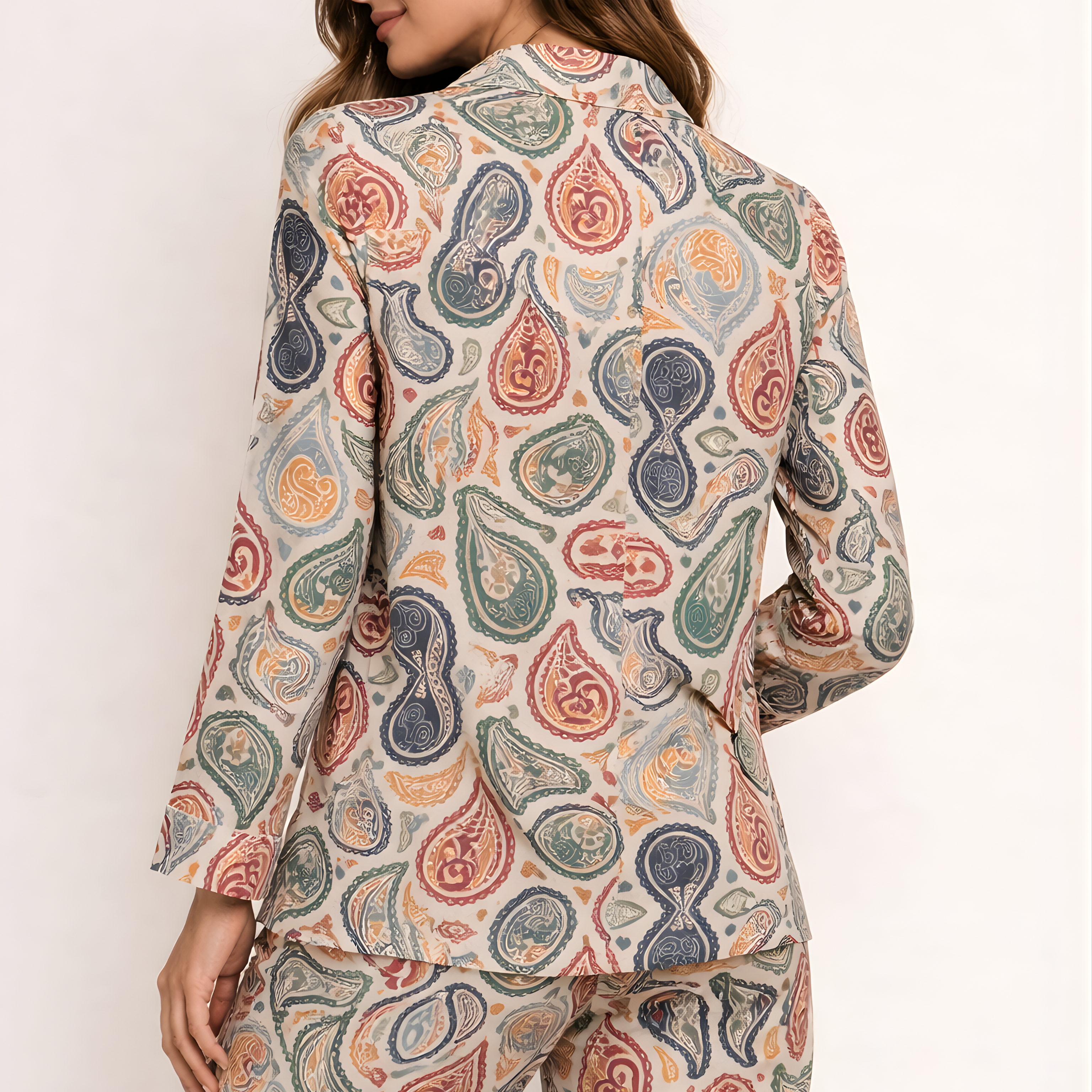 Vintage Paisley Button-Up Pajama Shirt