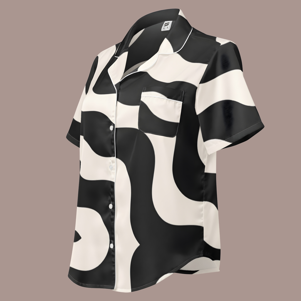 Ink Spill Satin Pajama Top