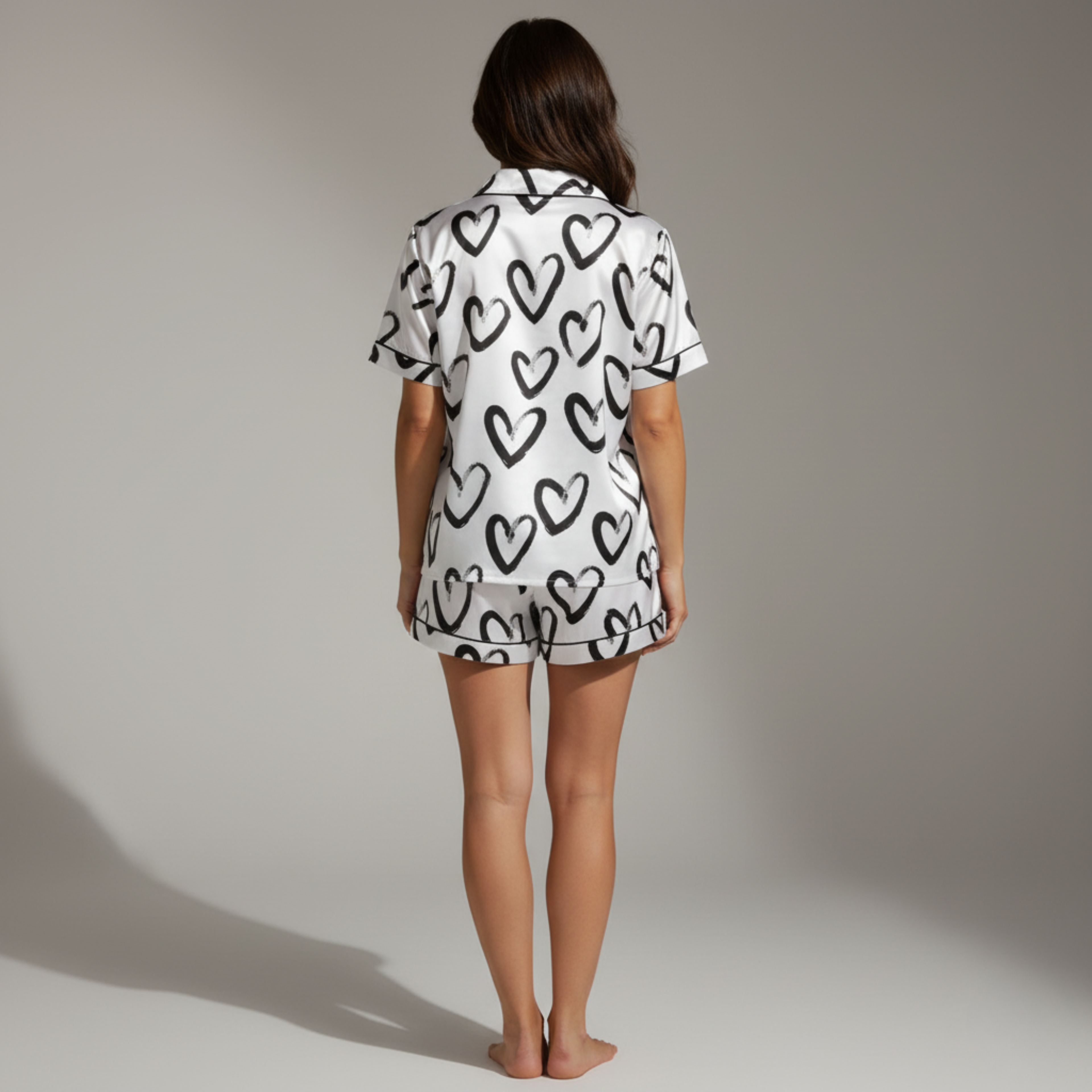 Ink Hearts Satin Pajama Shorts
