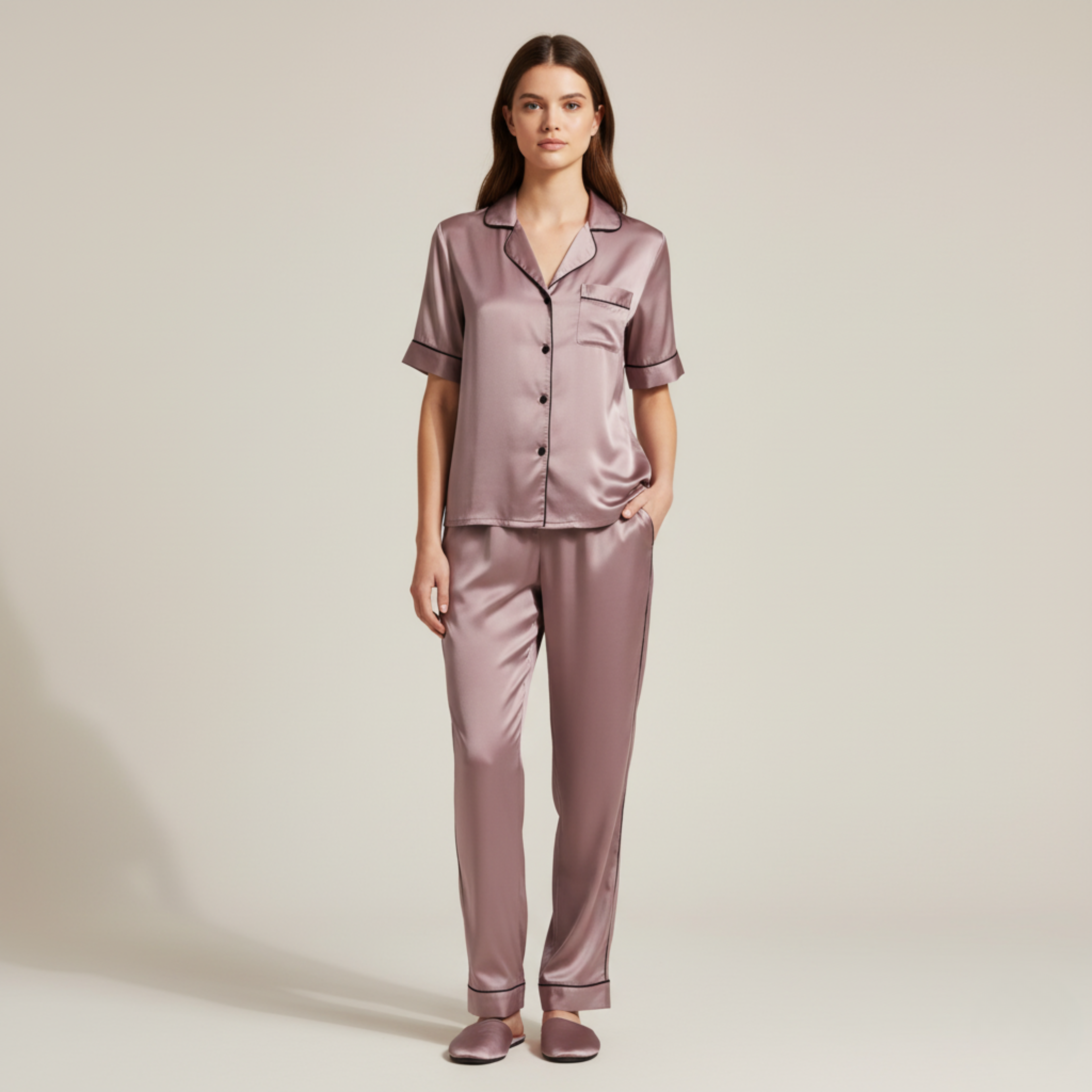 The Cozy Mom Collective Satin Pajama Top