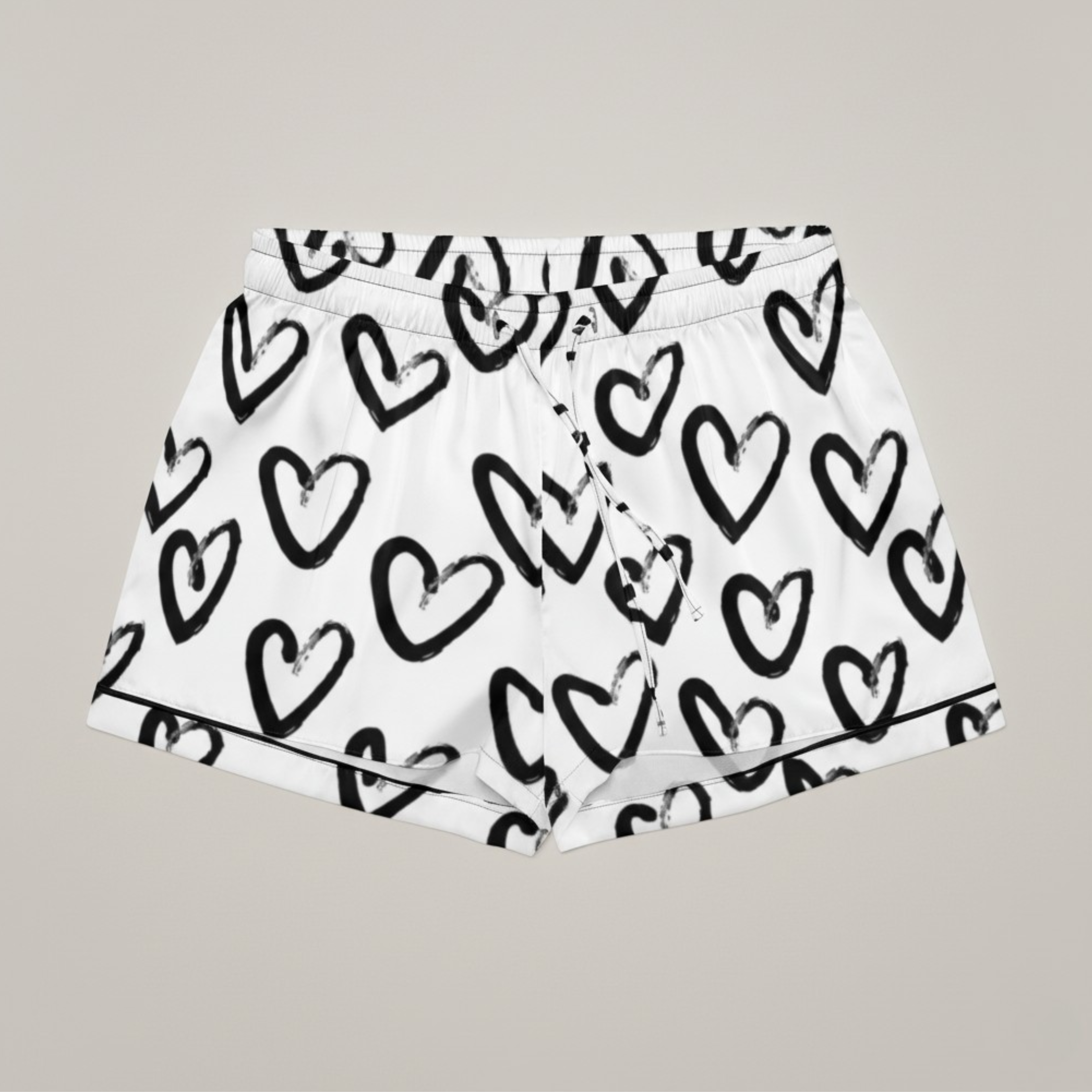 Ink Hearts Satin Pajama Shorts